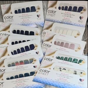Color Street Pedicure Nail Strips Bundle Of 11 Glitter/ Blue/Summer Sets #8